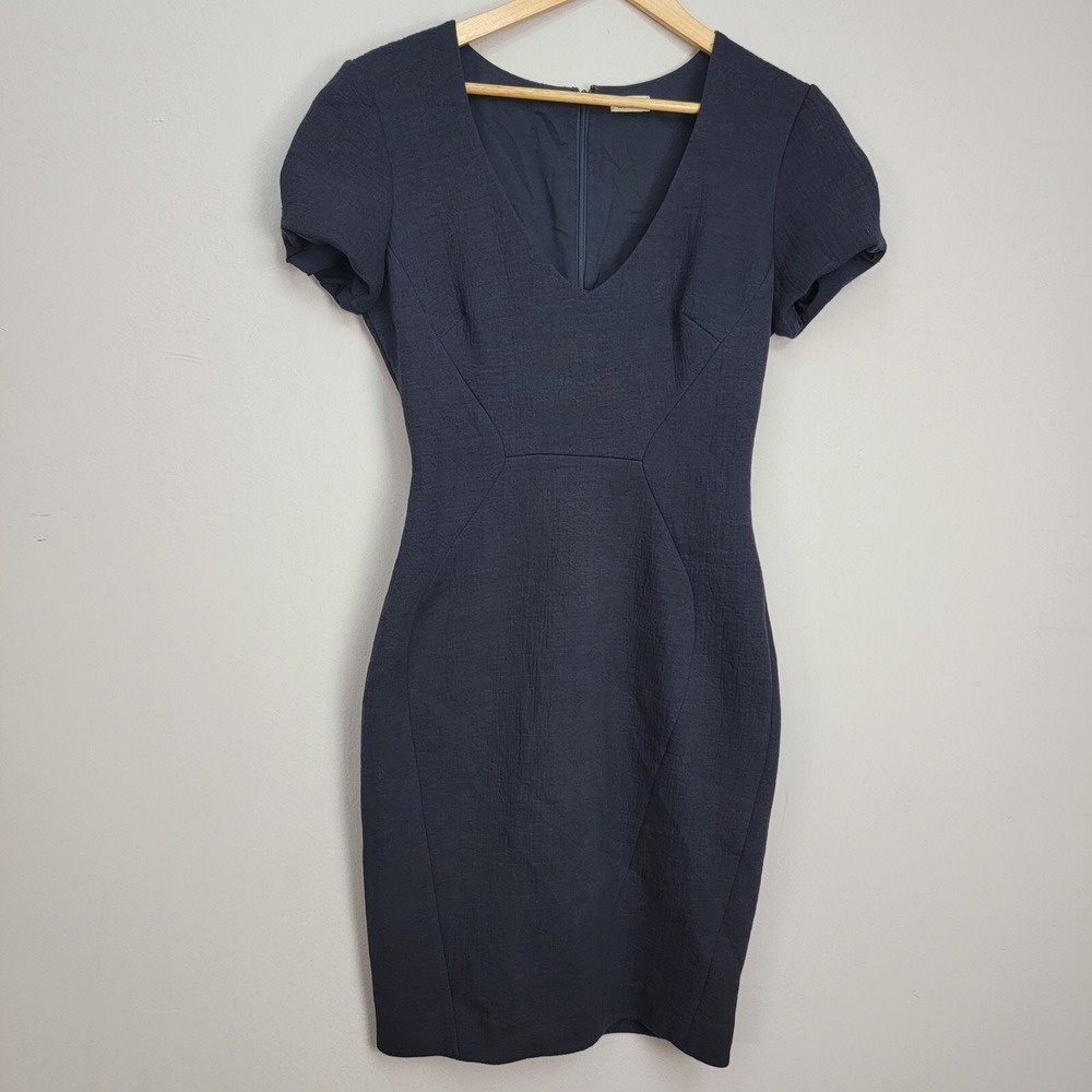 L'AGENCE Women's V Neck Cap-Sleeve Gauze Sheath Bodycon Dress Size 8